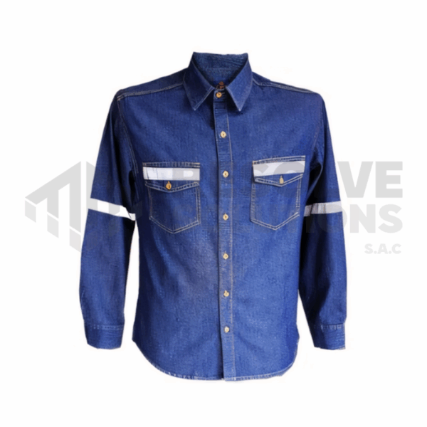 Camisa Jean Procesado con Cinta reflectiva